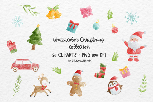 20 Christmas Watercolor Cliparts