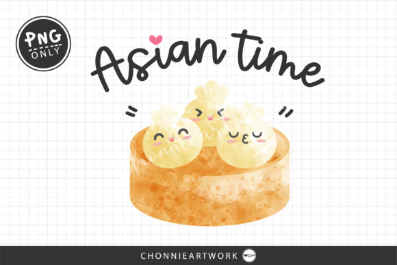 Asian Time, Asian Food Watercolor Print Templates for Branding & Marketing