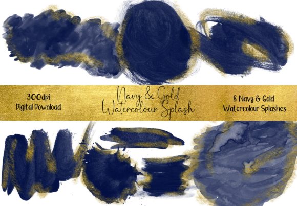 Blue and Gold Watercolour Splash: A Fresh Background for Elegant Branding