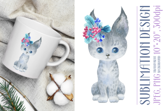 Cute Watercolor Lynx Sublimation Design for Crafts Projects