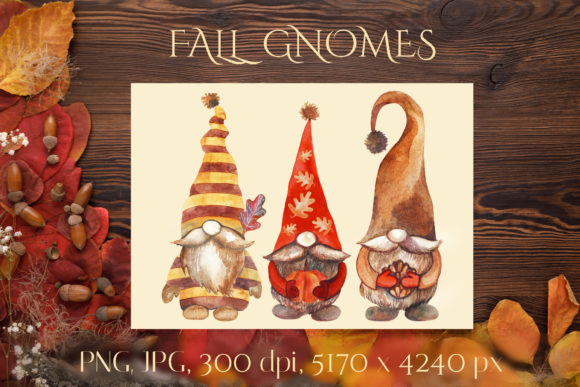 Fall Gnomes Clipart for Crafts & Brands