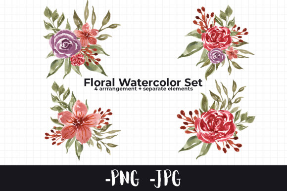 Floral Watercolor Arrangement Set for Local Business Branding