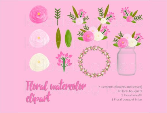 Pink Watercolor Floral Clipart for Bloggers & Publishers: A Decorative Element That Elevates Editorial Design