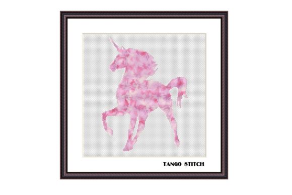Pink Watercolor Unicorn Cross Stitch Patterns