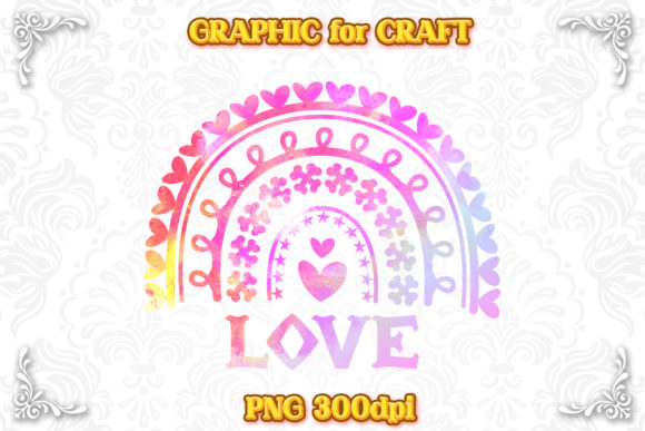 Rainbow Love Watercolor Sublimation PNG for Crafts