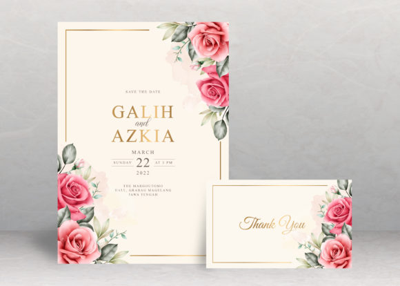 Roses Watercolor Wedding Invitation: A Soft, Elegant Print Template for Romantic Branding