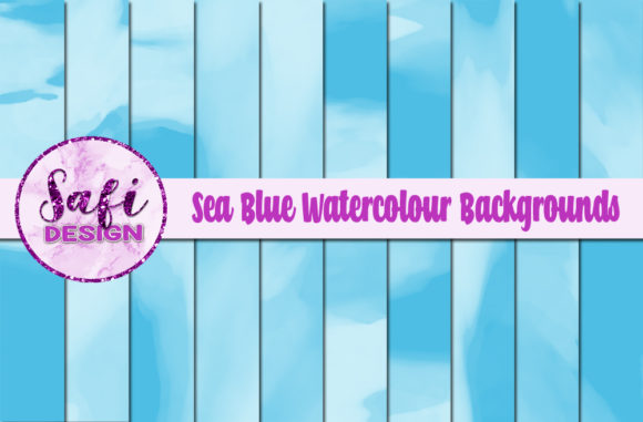 Sea Blue Watercolour Digital Papers for Local Branding & Packaging
