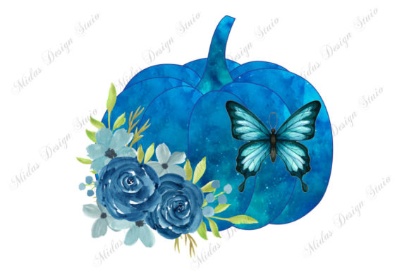 Sublimation - Watercolor Blue Pumpkin for Crafts & Digital Product Sellers