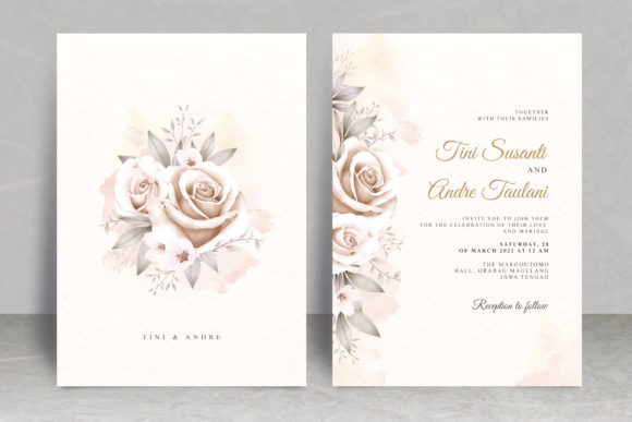 Vintage Floral Watercolor Wedding Card: A Soft, Elegant Print Template for Local Branding
