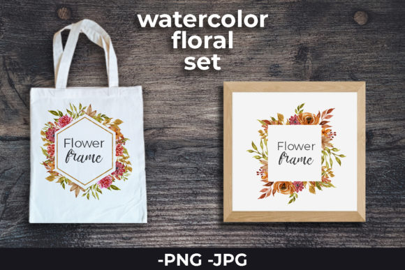 Watercolor Autumn Floral Frame for Crafts & Digital Product Sellers