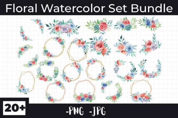 Watercolor Floral Bundle for Crafts & Design