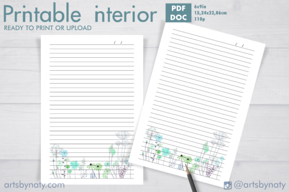 Watercolor Floral Journal KDP Interior Review for Branding & Marketing Use