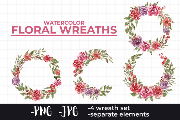Watercolor Floral Wreaths Set for Crafts & Handmade Business Designers