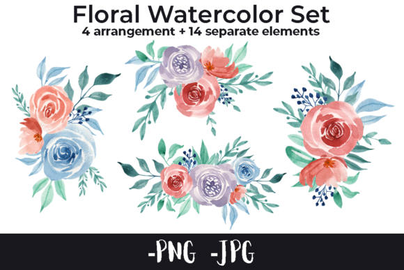 Watercolor Flower Rose Arrangements Set for Crafts & Digital Product Sellers