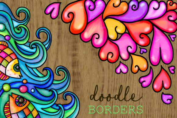 Watercolor Folk Art Doodle Borders Set 2 for Backgrounds That Speak to the Soul