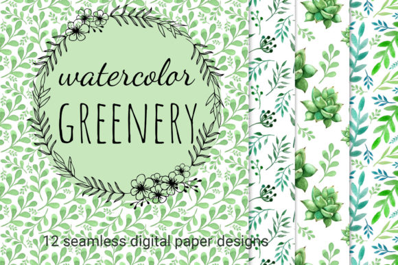 Watercolor Greenery Patterns for Crafters & Handmade Business Owners