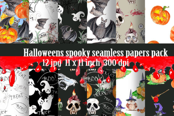 Watercolor Halloween Patterns for Blog & Editorial Design