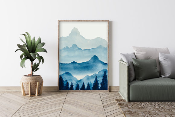 Watercolor Mountain Scenery for Crafts
