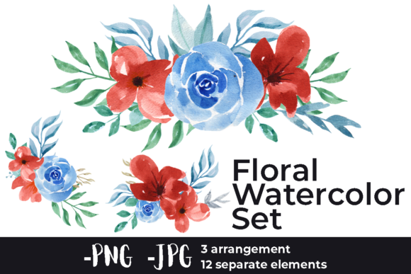 Watercolor Rose Arrangements Set for Crafts & Creative Design Projects